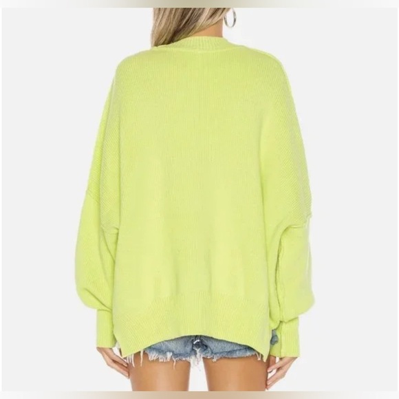 Free People Womens Easy Street Ribbed Knit Tunic Sweater Top Med Citron Green - Picture 3 of 13